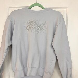 PINK Victoria's Secret baby blue with sparkle embellishment Crew Neck Sweatshirt